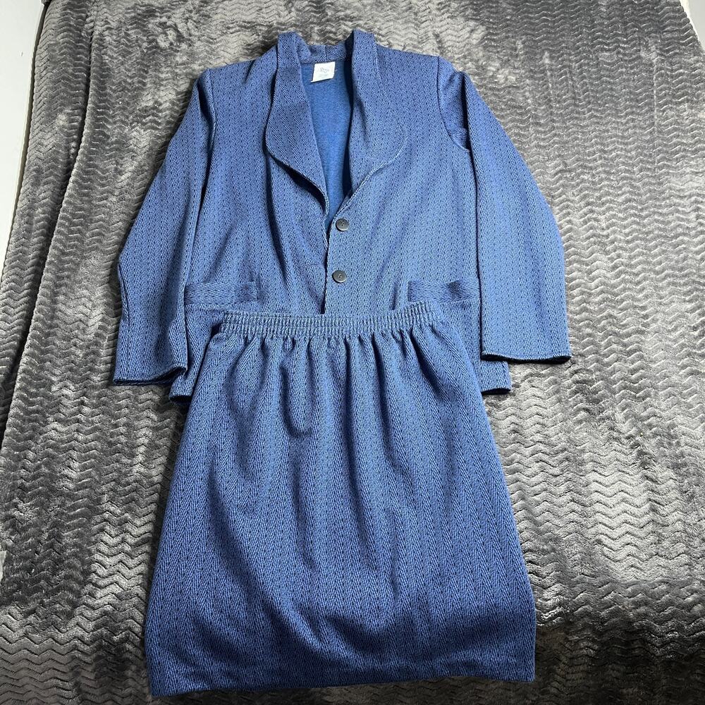 Weekenders Vintage 60’s 70’s Lady Skirt Top Set Polyester Blue Size M